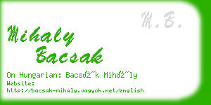 mihaly bacsak business card